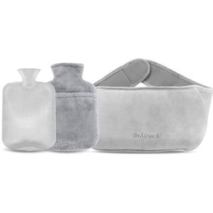 Warmwaterkruik Riem, 1,2 Liter Warmwaterkruik met Hoed, 3-in-1 Rubberen Warmwaterkruik, met 120 cm extra lang Zachte Taillehoes, Warmwaterzak voor Pijnverlichting voor Nek, Rug, Schouderbenen