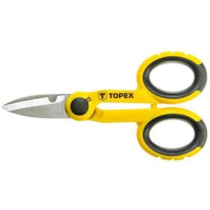 Topex elektrische schaar met geharde roestvrijstalen messen en antislip rubberen handgrepen, lengte 140 mm