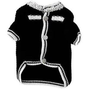 Huisdierkleding Warme puppy gebreide trui Luxe vest Sieraden Decoratie Kitten Puppy jas Poedel (Color : Black, Size : M)