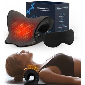 Nekstrekker, nekstretcher, nek- en schouder-relaxer, nek-backshape, neksteun, nekrol, chiropractisch kussen, nekmassageapparaat, cloudy neck, nekredder (zwart)