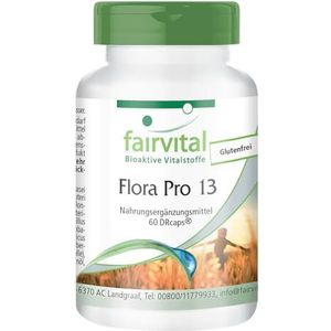 Fairvital | Flora Pro 13 voedingssupplement - Probiotica capsules - HOOG GEDOSEERD - 60 capsules - 13 stammen van bacteriën & 41,5 miljard kiemen per capsule