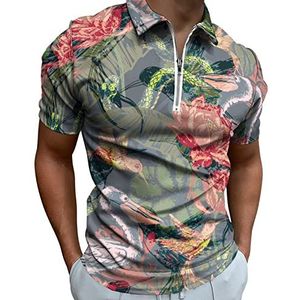 Tropisch fantasiepatroon heren poloshirt met ritssluiting T-shirts casual korte mouwen golf top klassieke pasvorm tennis T-shirt