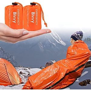 Survival-Slaapzak,Vegena 2 Stuks Reddingsdekens Waterdicht,Koudebescherming Nooddeken,Slaapzak voor Noodgevallen Herbruikbaar,Waterdichte Nooddeken voor Buiten Kamperen,Camping,Wandelen