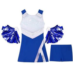 Cheerleader-Uniformen Cheerleader-Kostuums Cosplay voor Meisjes voor Kinderen Cheerleader-Uniformen Sportjurk + Bloemenballen Set voor Competitie Danskleding (Kleur: Roy