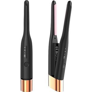 Stijltangen, 3/10 inch draadloze stijltangen met 4800mAh-batterij, 3 verwarmingsmodi, mini-stijltang for kort haar en baard en Pixie Cut, 2 in 1 stijltang en krultang/418