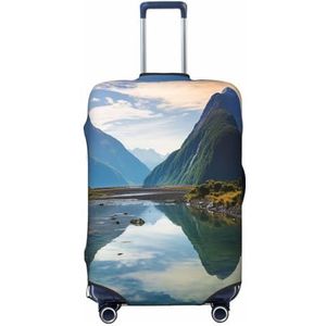 NONHAI Reizen Bagage Cover Koffer Protector Fiordland National Park Elastische Wasbare Stretch Koffer Protector Anti-Kras Reizen Koffer Cover Fit 18-32 Inch Bagage, Zwart, M