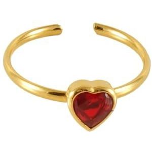 Damesmode roestvrij staal kleurrijke ring titanium staal 18k vierkante liefdesvorm bloemringarmband (Style : Love red diamonds)