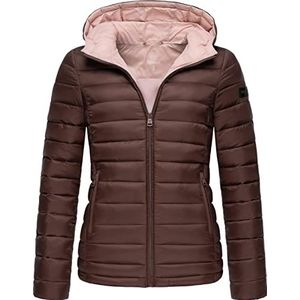 MARIKOO Lucy Tussenjas voor dames, lichte gewatteerde jas, kort, met capuchon, XS-3XL, chocolate, S