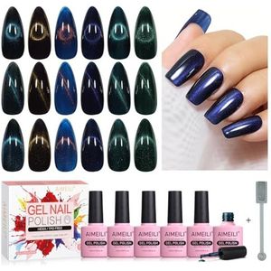 AIMEILI Hema-Free Cat Eye Gellak Magnetic Gel Polish 6 Colors Set Vegan Cruelty-Free Soak Off UV/LED 6 X 10ML Cat Eye Gel Polish Gift Kit 74