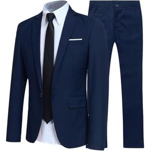 Allthemen Herenkostuum voor bruiloft, Blazer Affaire Cérémonie Slim Fit, Navy Blauw, XL