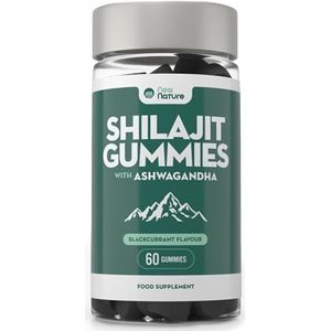 Shilajit Gummies met Ashwagandha & Zwarte Bessensmaak - 60 Vegan Gummies met Vitamine B6, B12 & Zink - Energieboost & Immuunondersteuning, Himalaya Shilajit voor Mannen & Vrouwen