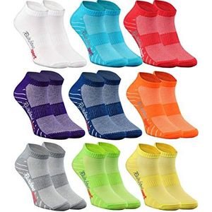Rainbow Socks - Man Vrouw Leurrijke Korte Katoene Sportsokken - 9 Paar - Wit Turkoois Rood Paars Blauw Oranje Grijs Groen Geel - Maat EU 39-41