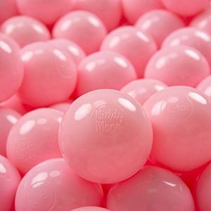 KiddyMoon Plastic Ballen Voor Kinderen Ø 7 Cm Kleurig Gecertificerd Gemakt In EU, Poeder Roze,200 Ballen