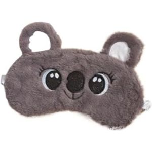 Set van 2 pluche slaapmaskers met schattig koalapatroon voor kinderen, 3D-cartoon, grijs