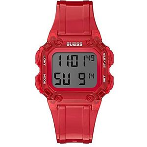 GUESS Men Polycarbonate Quartz Watch with Silicone Strap, Red, 20 (Model: GW0270G2)
