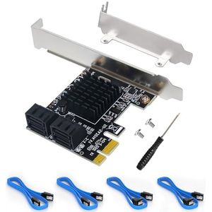 Ubit Uitbreidingskaart PCIe 2.0 X1 naar SATA III 4-poorts IPFS-mybouw, PCI-E naar SATA3.0-uitbreidingskaart