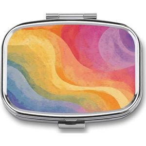Regenboog Pillendoos Pil Case Leuke Pil Organizer Pil Houder Geneeskunde Pil Organizer Pil Container Dagelijkse Pil Organizer Kleine Pillendoos Pil Case voor Purse Pocket
