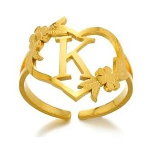 18K Gold Plated Stainless Steel Rings for Women Hollow Out Rings Geometric Open Ring for Female Jewelry -Gold color-29-18K Gold plated