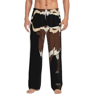 Dierlijke Koe Mannen Lange Lounge Wear Broek Nachtkleding Pyjama Bodems Nachtkleding Met Zakken En Trekkoord, Wit, S