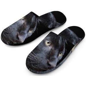 Wild Black Panther Volledige Print Vrouwen Slippers Warme Anti-Slip Rubberen Zool Huisschoenen Voor Indoor Hotel 38-39_(7-8)