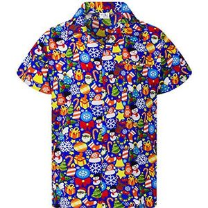 Funky - Hawaii-Overhemd - Indigo Blauw - Kerstmis - Allover