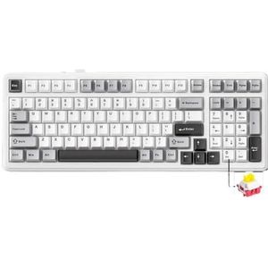 QPSJXN F99 Mechanical Keyboard 99 afdichtingsstructuur, draadloze bluetooth-kabel, bedraad, hot swappbare PBT RGB, compatibel met pc en laptop (Grey Flexible Axis)