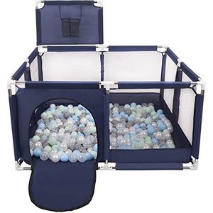 Selonis Square Babybox Met Plastic 200 Ballen, Basketbal, Blauw:Parel/Grijs/Transparant/Babyblue/Munt