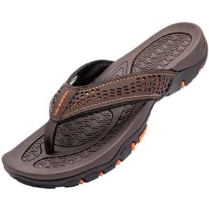 Doucheschoenen, Ademende zomerslippers for heren - Lichtgewicht strandsandalen(Brown,50EU)