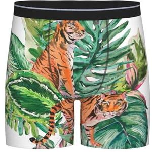 GRatka Boxer slips, heren onderbroek Boxer Shorts been Boxer Slips grappig nieuwigheid ondergoed, tijger botanische tropische bladeren, zoals afgebeeld, XL