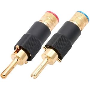 2 stks luxe koper rhodium/goud banaan plug audio connector mannelijke adapter luidspreker interlock banaan binding paal terminals (kleur: zilver)