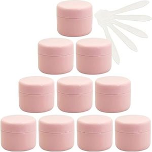 Cosmetische potten, 12 stuks lege 50 ml roze plastic cosmetische potten met schroefdeksel, 50 g kleine pot met binnenvoering for cosmetische reisgel lippenbalsem + 5x spatel(Roze,30ml)