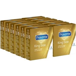 Pasante King Size, extra grote condooms met 60 mm breedte en 205 mm lengte, ideaal voor mannen die meer ruimte nodig hebben, 12 x 3 stuks (verpakking van 36 stuks)