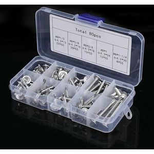 Zelftappende schroef met kruiskop, roestvrij staal, zelfborende schroeven, bevestigingsset, zeer sterk hout, plaatwerk, gereedschap - 2 dozen van 160 stuks - zilver