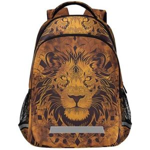 Wzzzsun King Animal Lion Tribal Art Rugzak Boekentas Reizen Dagrugzak School Laptop Tas voor Tieners Jongen Meisje Kinderen, Leuke mode, 11.6L X 6.9W X 16.7H inch