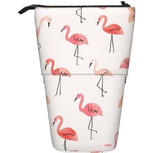 Nbtghga Flamingo. Print Potlood Telescopische Klassieke Kunsten Stand Up Etui Organizer Potlood Houder Make-up Tas Gift, Zwart, Eén maat