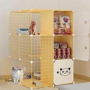 Kleine dierenboxen kattenkooi, metalen kooi voor kleine dieren, grote indoor kleine dierenhuis inklapbaar groot kattenhuis binnen (maat: 71 x 71 x 107 cm)