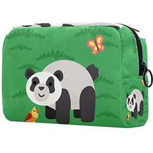 Groene Panda Print Reizen Cosmetische Tas voor Vrouwen en Meisjes, Kleine Make-up Tas Rits Pouch Toiletry Organizer, Meerkleurig, 18.5x7.5x13cm/7.3x3x5.1in, Mode
