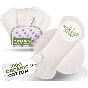 Antislip, herbruikbare biologische inlegkruisjes voor dames en tieners (KLEIN 7-pack) - 100% ademende, wasbare stoffen inlegkruisjes op hoge temperatuur voor vaginale afscheiding - Zachte viscose