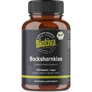 Biotiva Fenegriekzaden Biologische Capsules (150) - 600mg Fenegriekzaadpoeder - Trigonella Foenum-Graecum - Zonder additieven en scheidingsmiddelen - 100% Veganistisch - Bosvoeding, Melk, Haar - (DE-ECO-005)