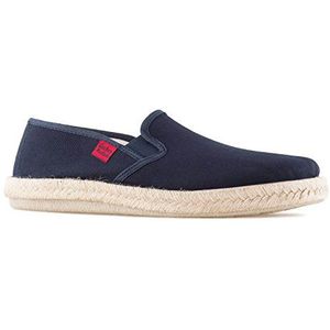 Andrés Machado - mocassins dames/mocassins heren - AM500 - voor de zomer - slippers - in linnen met rubberen antislip zool – Donker blauw linnen, EU 46