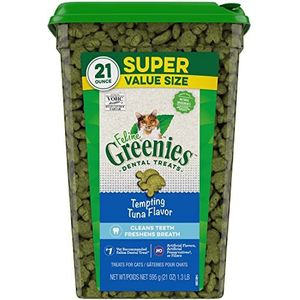 Greenies Super Value Size Feline Dental Treats Tempting Tuna Flavor 21-Ounce Tub