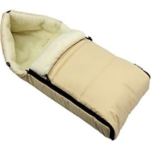 Bambiniwelt Wintervoetenzak, babyvoetenzak met ritssluiting, knuffelzak, voetenzak voor kinderwagen, buggy, wasbaar, universeel, 90 cm (beige gemêleerd gelinieerd)