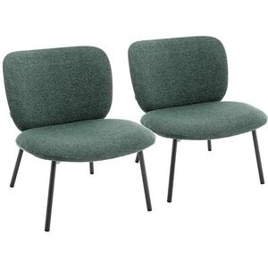 Oviala Set van 2 relaxstoelen van staal en stof, donkergroen