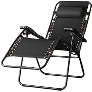 Verstelbare nul-opklapbare fauteuil for buiten met kussen, fauteuils, tuinmeubilair, outdoor fauteuils (Color : Black)