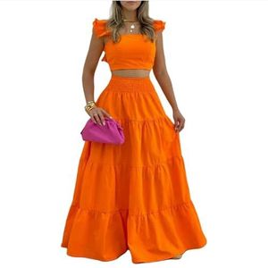 BDWMZKX Casual Dresses Womens Dress Ladies' Summer Casual Short Sleeve Long Dresses For Daily, Holiday, Travel,casual Party Flowy Long Dress For Ladies-orange-xl