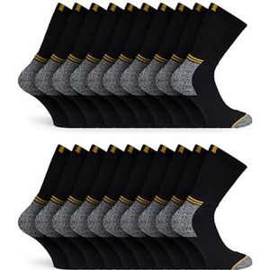 Basic Treasure 10 paar werksokken voor heren, werksokken, functionele sokken voor heren, sokken werk, kousen heren, zwart, Crew | Zwart, 39-42 EU
