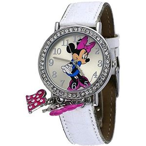 Disney #MIN031K Minnie Mouse Charm Bracelet White Strap Crystal Bezel Watch