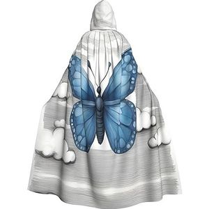 SSIMOO Blauwe vlinder en wolken, 1 opvallend cosplay kostuum cape voor dames - unisex vampiermantel voor Halloween.