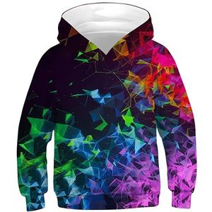 Ocean Plus Jongens Pullover met Capuchon Kleurrijke Tieners Hoodie Kinderen Sweater met Lange Mouwen en Capuchontrui Sweatshirt (L (Hoogte: 145-150cm), Kleurrijke geometrie)