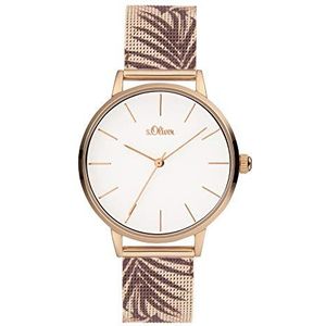 s.Oliver dames analoog kwarts horloge met roestvrij stalen armband SO-3979-MQ